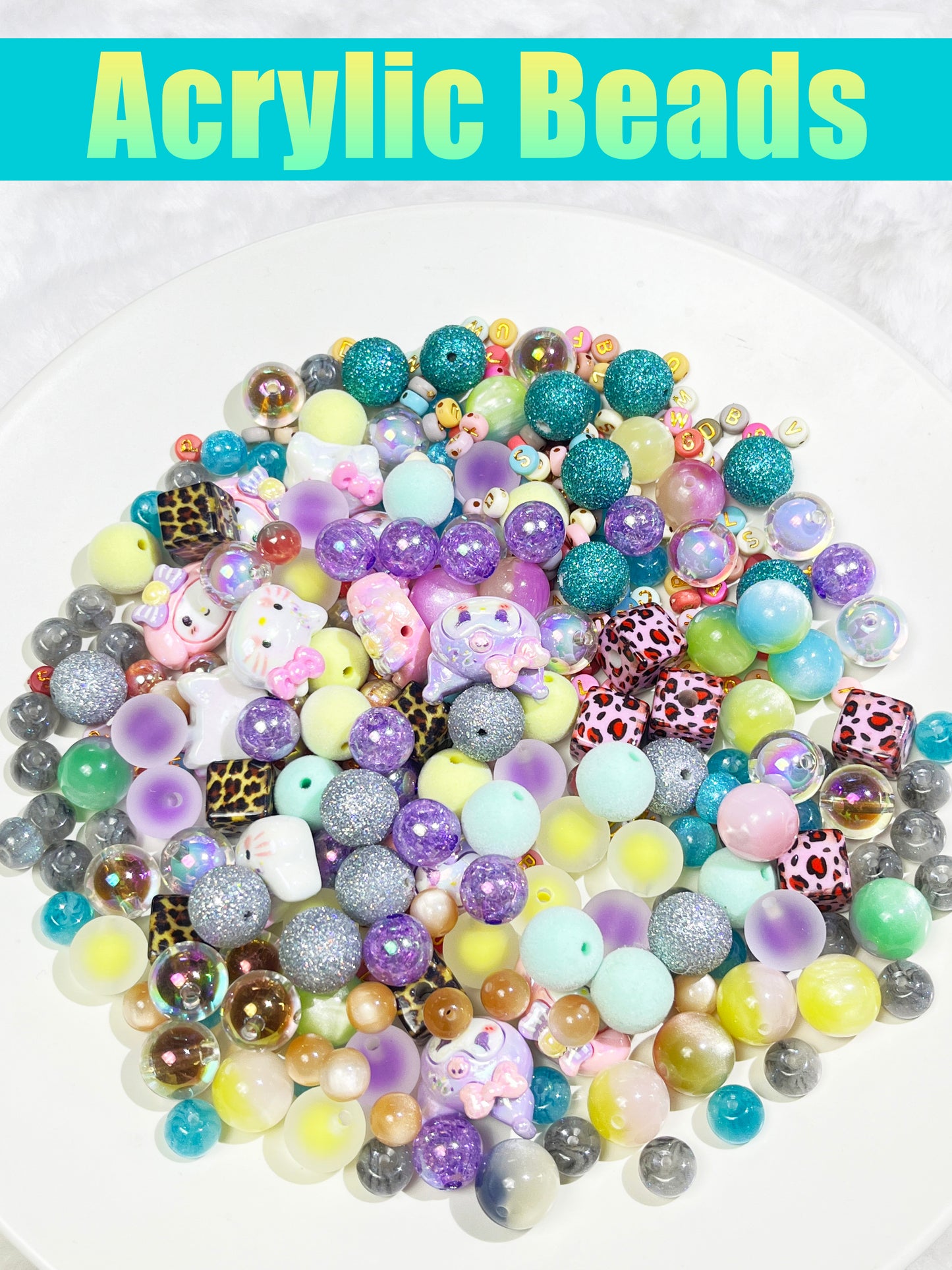 B ( Hot! ) DIY Acrylic Beads Lucky Bags for Beadable Pen/ Key Chain - Open in live
